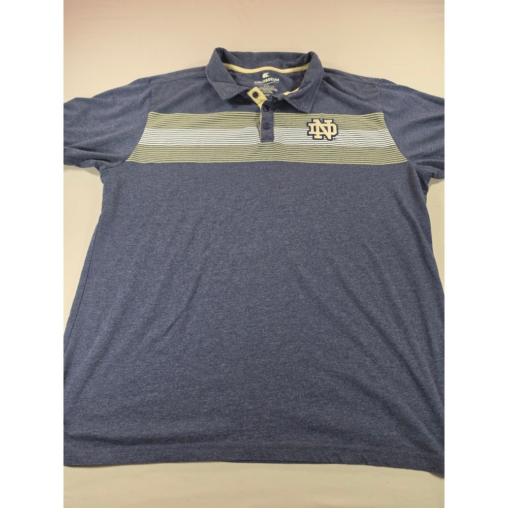 Colosseum Notre Dame Fighting Irish Polo Shirt Mens XXL Blue Heather Striped ND